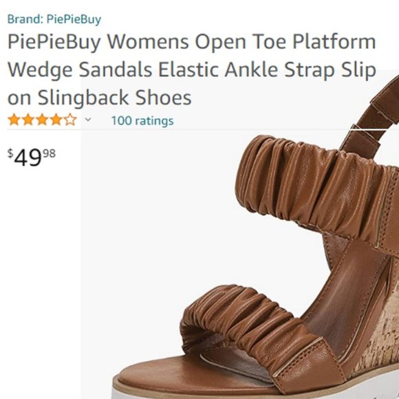 PIEPIEBUY Flirty Ruched Faux Leather High Cork Wedge Sandals   NEW IN BOX! - Picture 6 of 8
